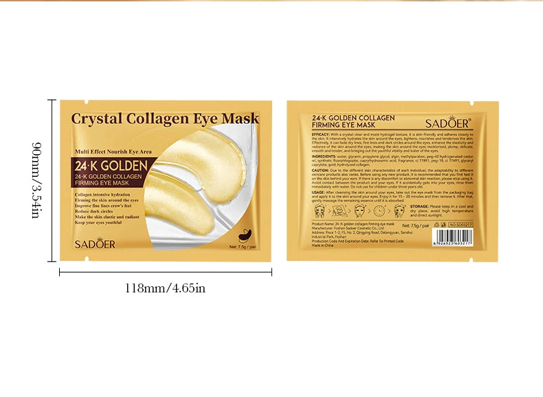 10-Pack Gold Collagen Under Eye Patches | Hydrating Gel Masks Under Eye Patches QXL