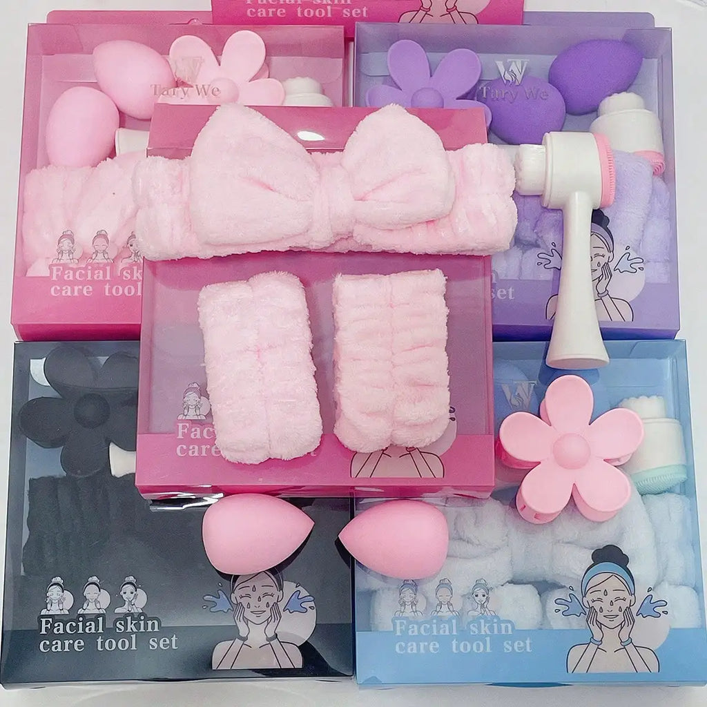 7-Piece Skincare & Makeup Tool Gift Set | Headband, Sponge & Roller Beauty Tool Gift Set QXL