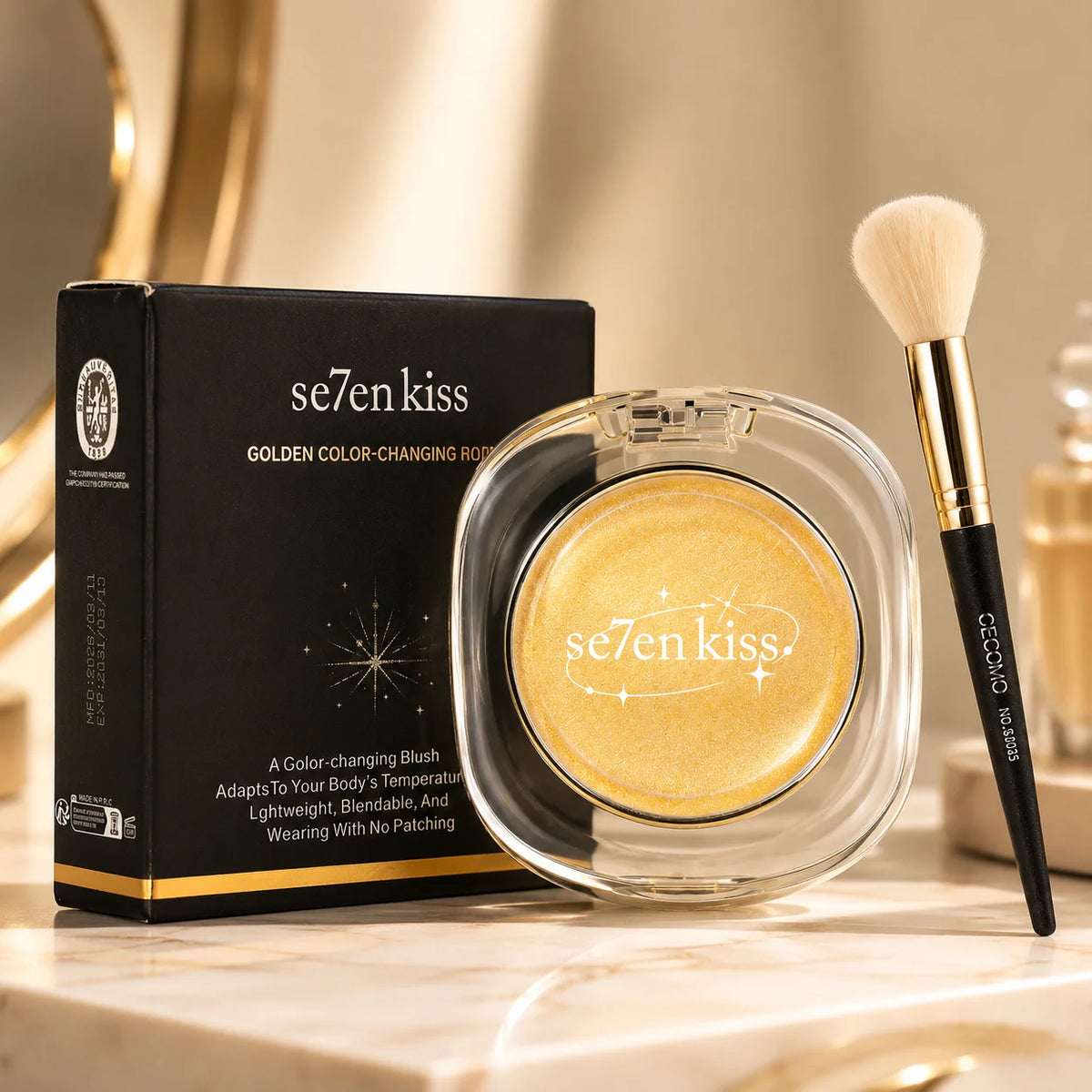 pH Color-Changing Gel Blush & Powder Brush Set | 2-Piece Gel Blush Set QXL 1set