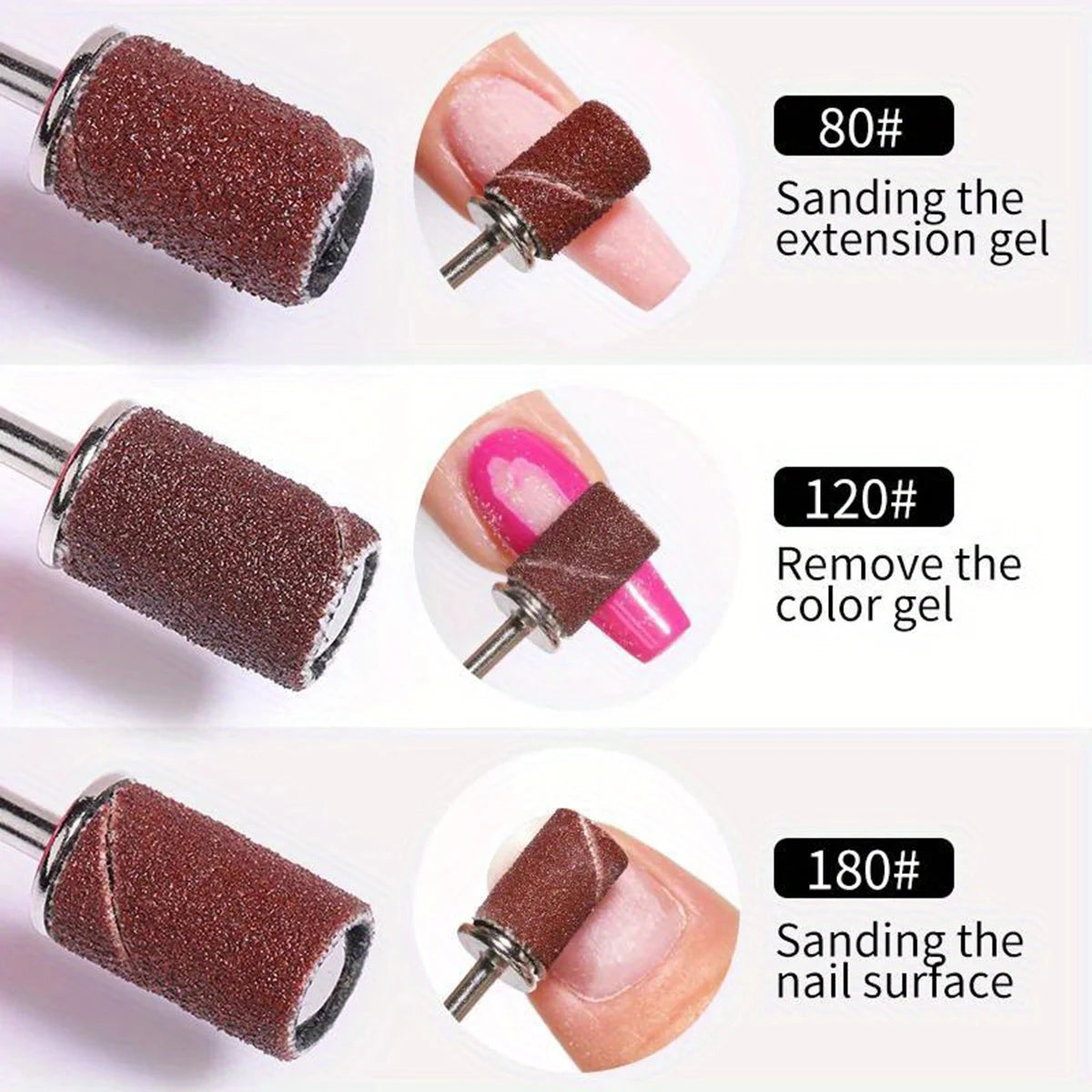 FUMOSIK Nail Sanding Bands 80 120 180 Grit – Electric Drill Set Nail Sanding Bands QXL