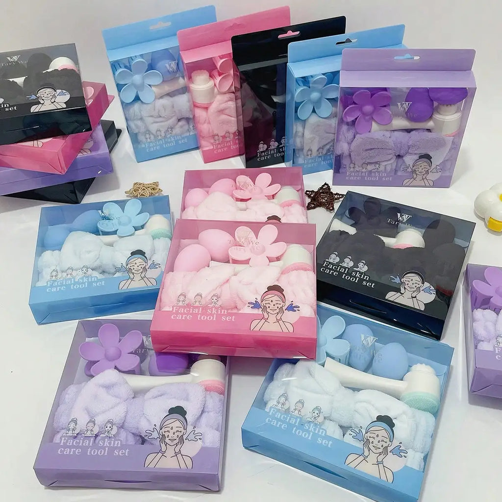 7-Piece Skincare & Makeup Tool Gift Set | Headband, Sponge & Roller Beauty Tool Gift Set QXL