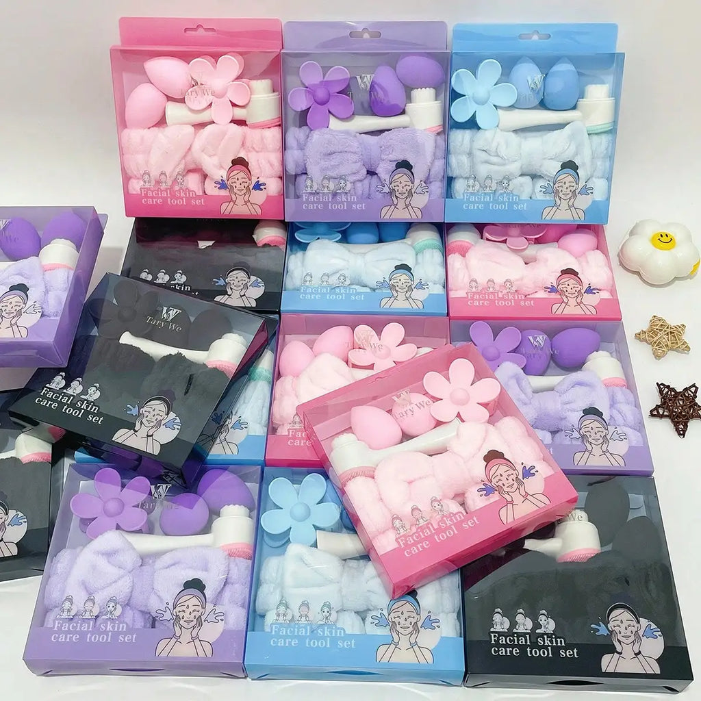7-Piece Skincare & Makeup Tool Gift Set | Headband, Sponge & Roller Beauty Tool Gift Set QXL