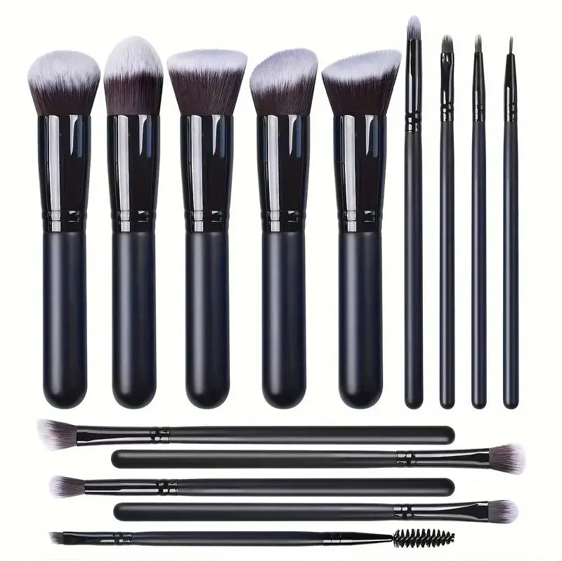 14/16 Pc Premium Soft Makeup Brush Set – Kabuki & Foundation Makeup Brush Set QXL 14-BK