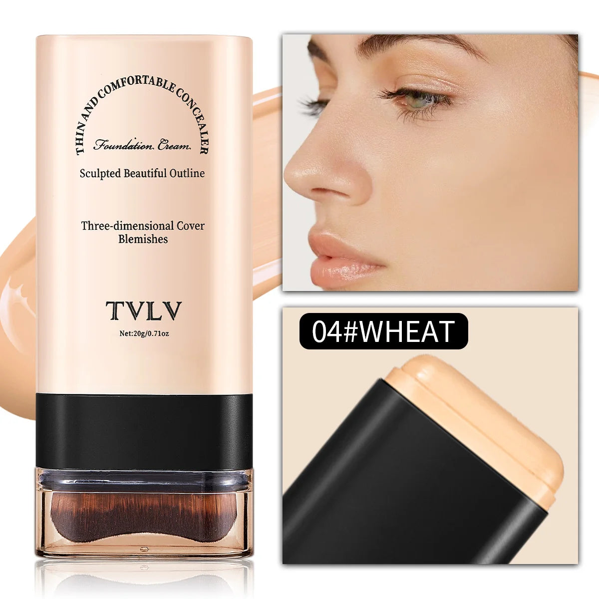 2-in-1 Concealer Foundation Stick | Velvet Finish Contour Pen Foundation Concealer Stick QXL 04