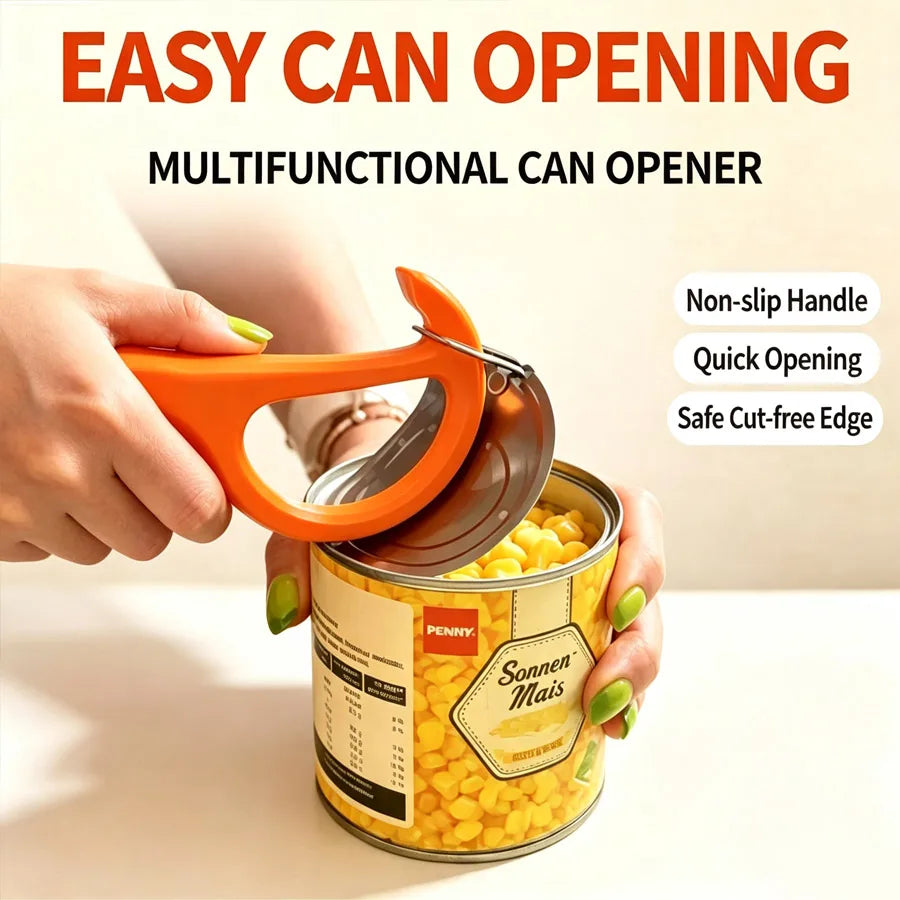 Manual Can Opener – Ergonomic Non-Slip Handle & Safe Round Edge Manual Can Opener QXL