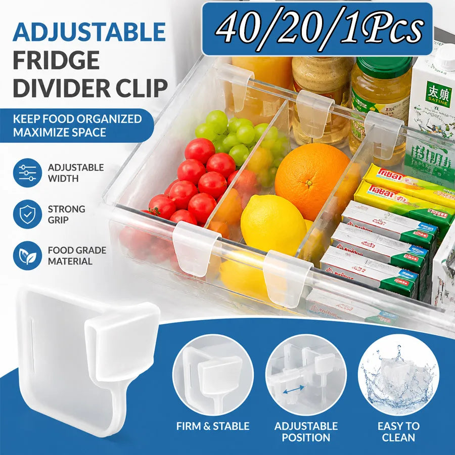 Adjustable Shelf Divider Clips – Fridge & Cabinet Organizer Shelf Divider Clips QXL