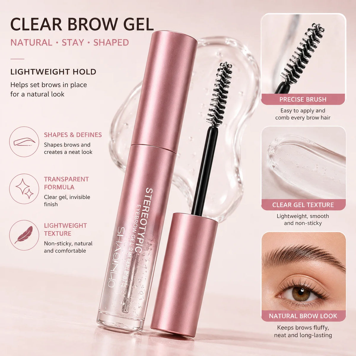 2-Pack Clear Eyebrow Shaping Gel | Sweat-Resistant Matte Hold Eyebrow Shaping Gel QXL
