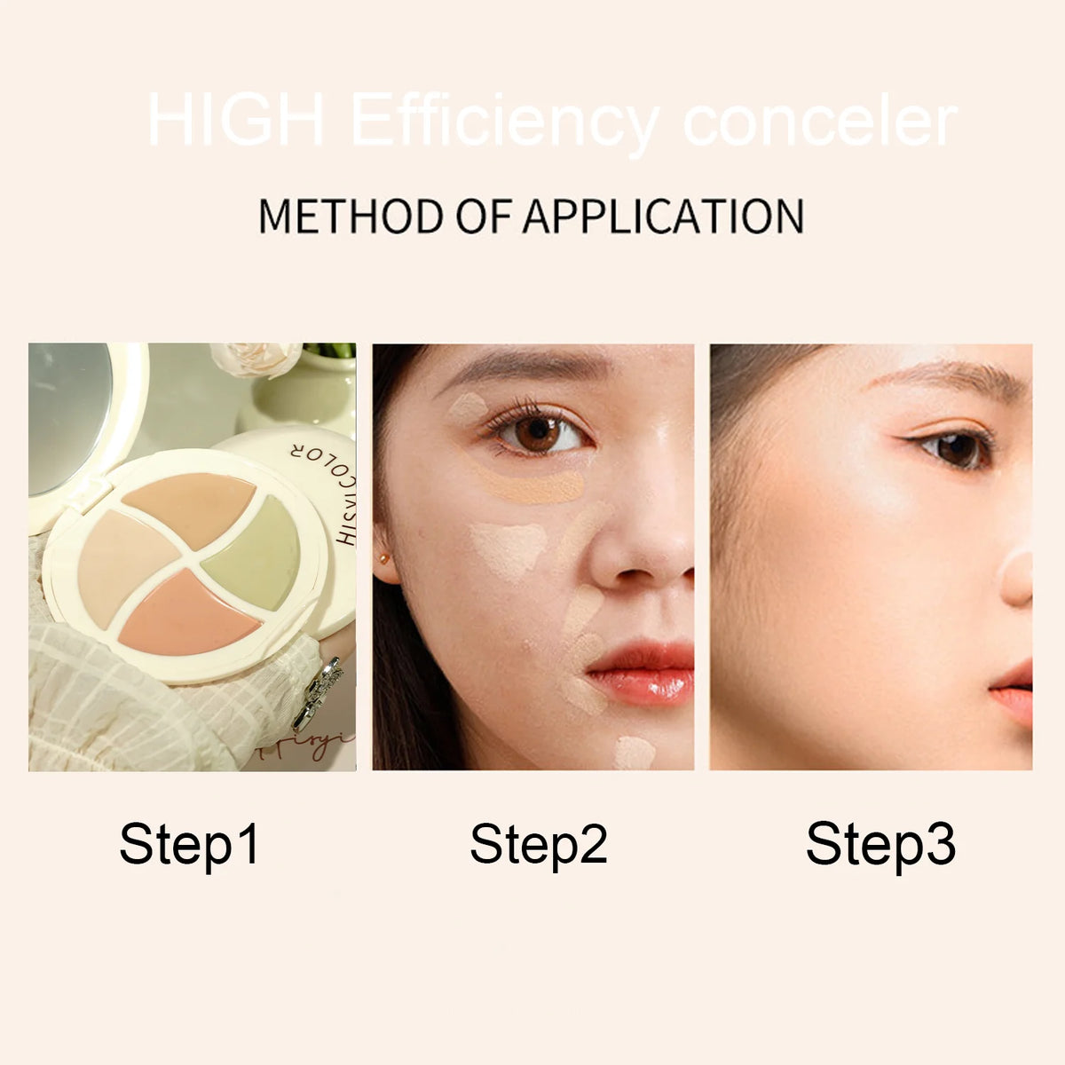 HISYI 4-Color Concealer Cream | Contour, Brighten & Cover Concealer Cream Palette QXL