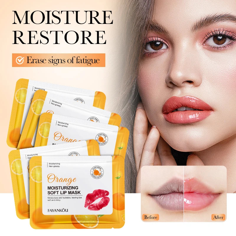10-Pack Orange Lip Mask Sheets | Moisturizing Velvet Lip Patch Lip Mask Sheets QXL