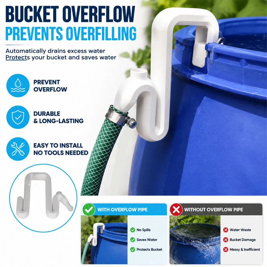 Self-Priming Siphon Hose & No-Drill Overflow Pipe | Auto Drain Siphon Overflow Hose QXL