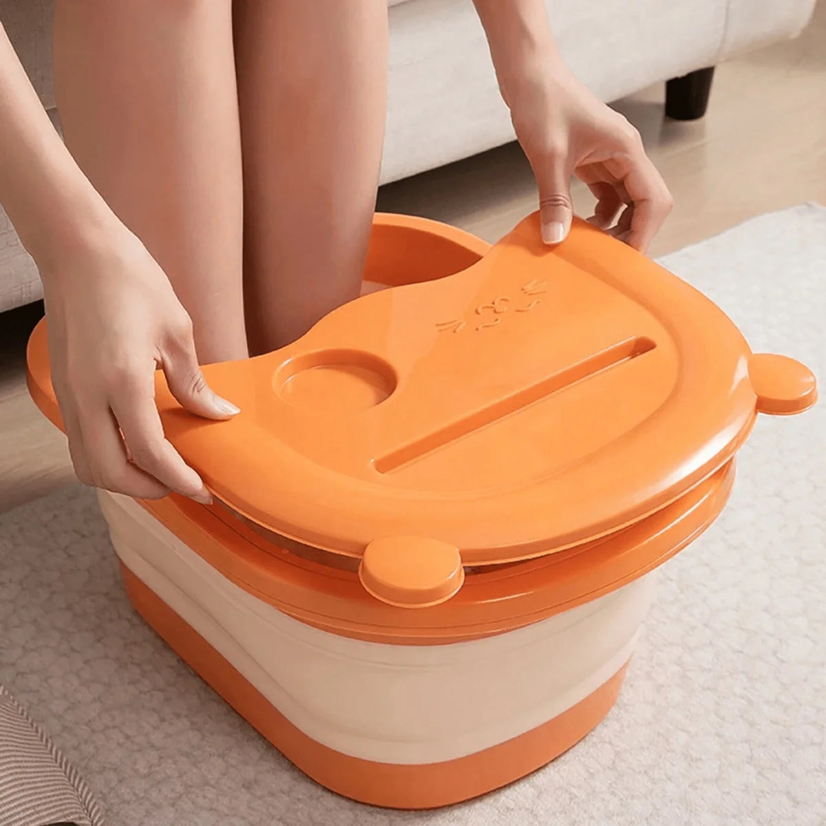 Foldable Portable Foot Soak Basin with Lid | Travel Foot Bath Foldable Foot Bath QXL