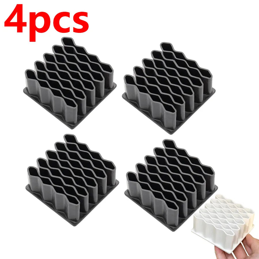 32-Slot Flexible TPR Wave Desk Organizer – Brush & Pen Holder Desk Organizer QXL 4Pcs-Black
