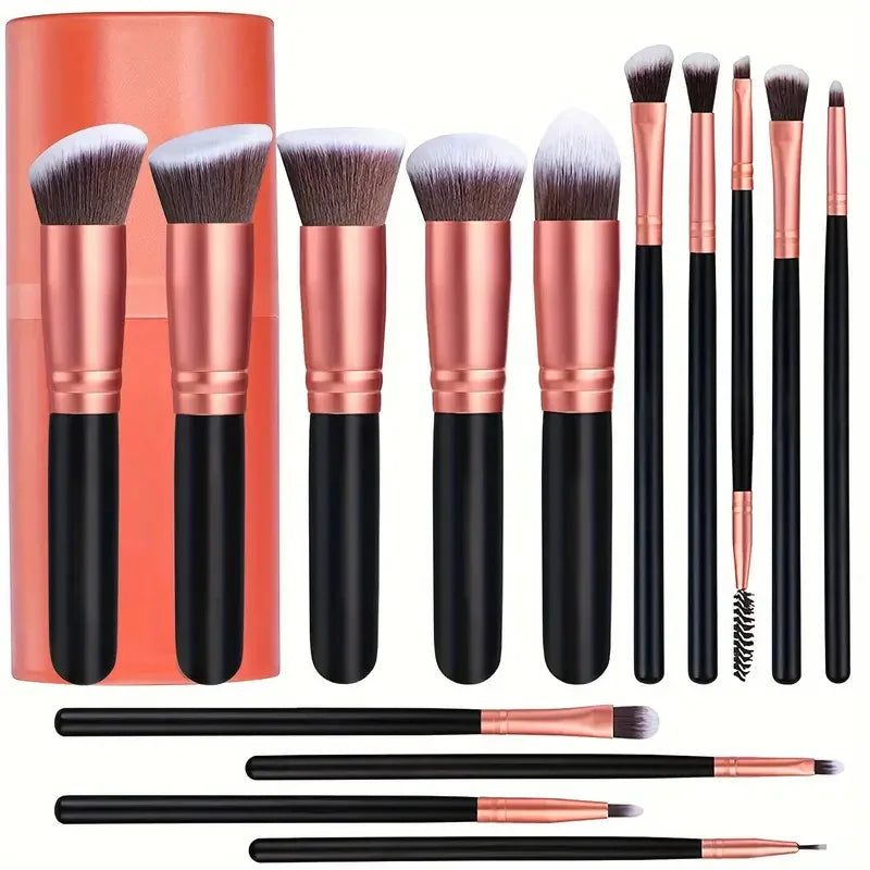 14/16 Pc Premium Soft Makeup Brush Set – Kabuki & Foundation Makeup Brush Set QXL