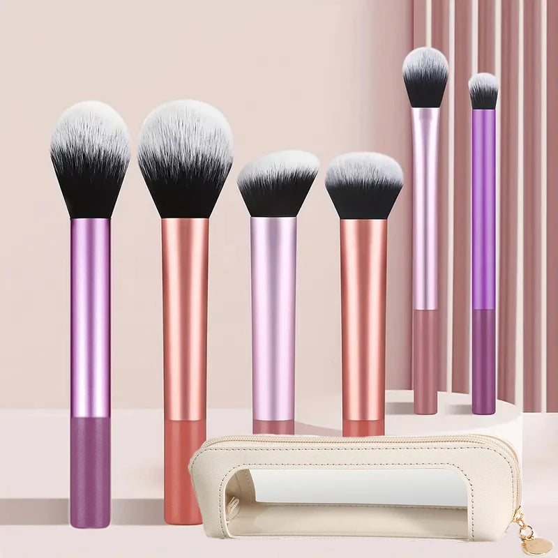 7-Piece Gradient Pink-Purple Makeup Brush Set + Storage Bag Makeup Brush Set QXL