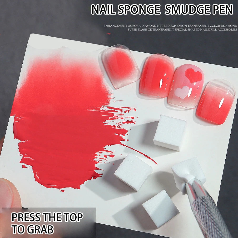 100-Pc Gradient Nail Art Sponge Set | 4-Claw Stamper Tool Nail Art Sponge Set QXL