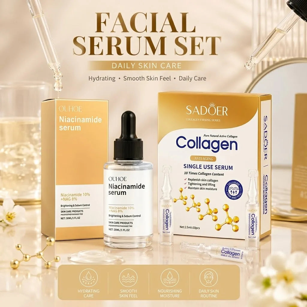 Niacinamide Serum 30ml + Collagen Single-Use Serums 10pc Set Serum Skin Care Set QXL Default Title