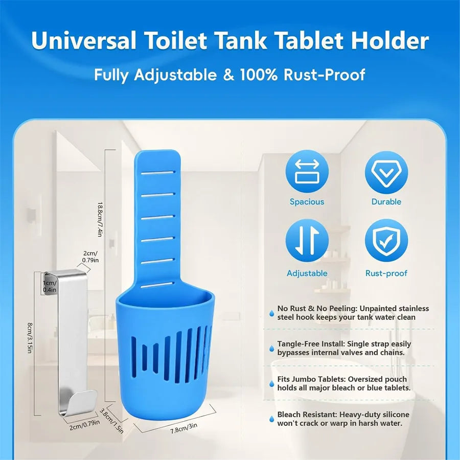 Toilet Tank Tablet Holder – Adjustable Hook | 1 or 2-Pack Toilet Tank Accessory QXL