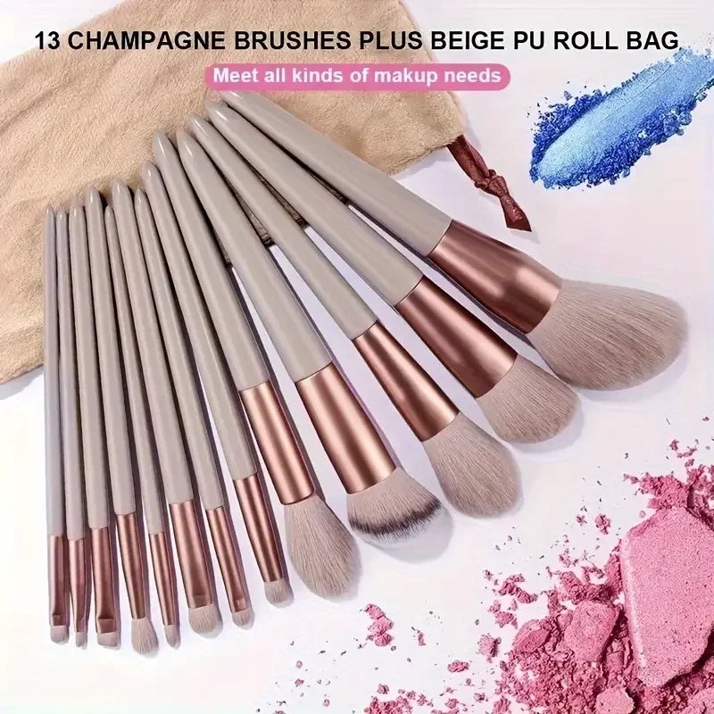 13-Piece Makeup Brush Set | Soft Synthetic Kabuki & Face Brushes Makeup Brush Set QXL