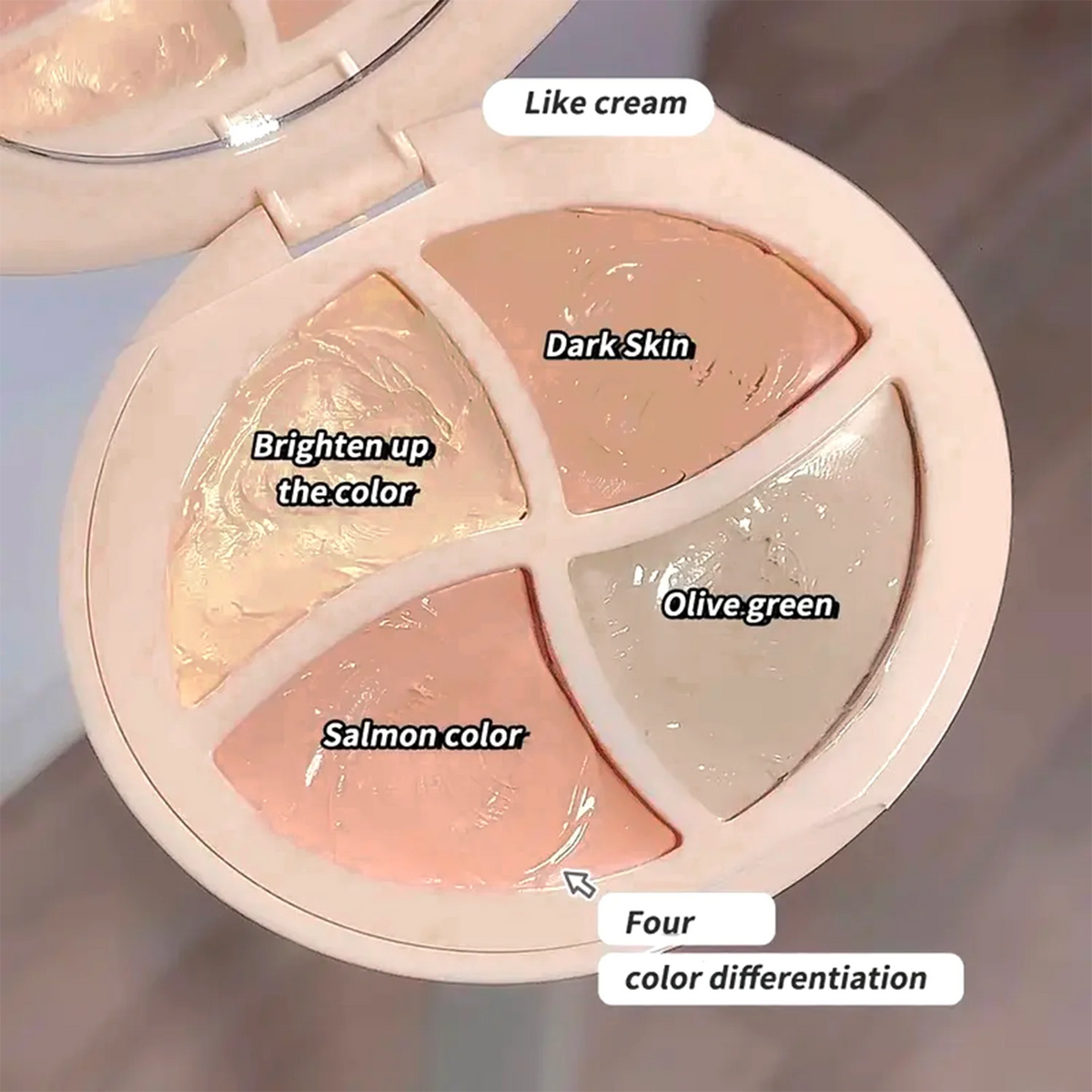HISYI 4-Color Concealer Cream | Contour, Brighten & Cover Concealer Cream Palette QXL Concealer plate
