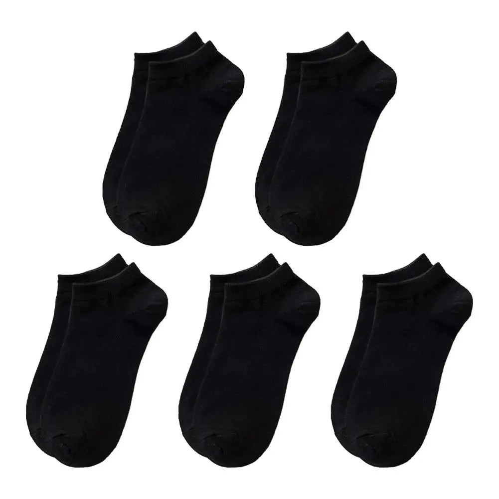 5-Pack Men's Low Cut Ankle Socks | Breathable Cotton Blend Ankle Socks QXL Black