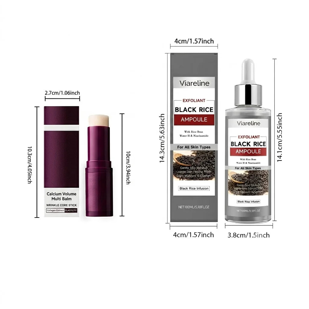 Moisturizing Balm Stick & Black Rice Essence Set | Dry Skin Moisturizing Skincare Set QXL