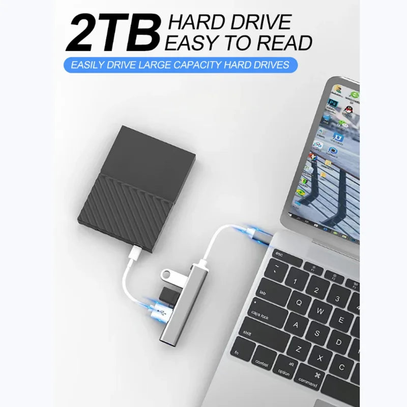 4-in-1 USB-C Hub 3.0 | 4-Port OTG Splitter for Laptop & Phone USB-C Hub Adapter QXL