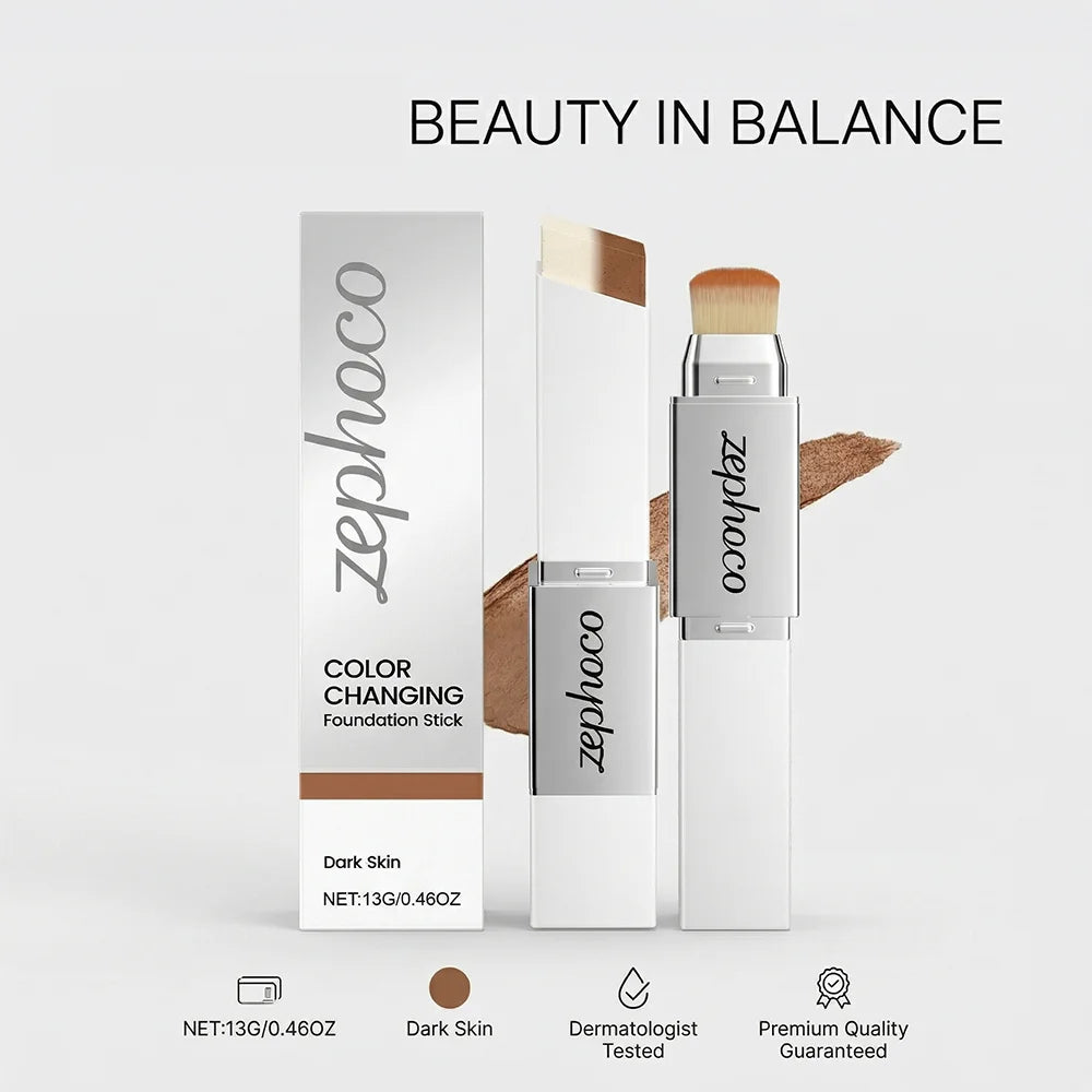 2-in-1 Color Changing Foundation Stick | Hydrating & Brightening Foundation Stick QXL