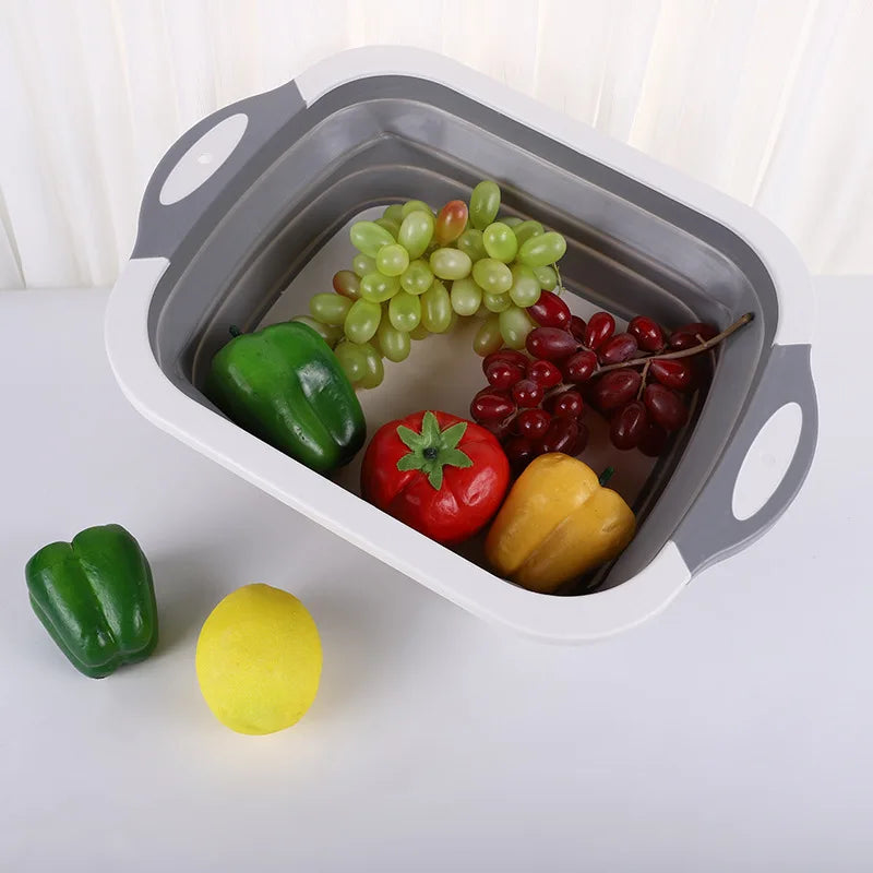 Foldable Vegetable Wash Basin & Drain Basket | 3-in-1 Foldable Drain Basket QXL