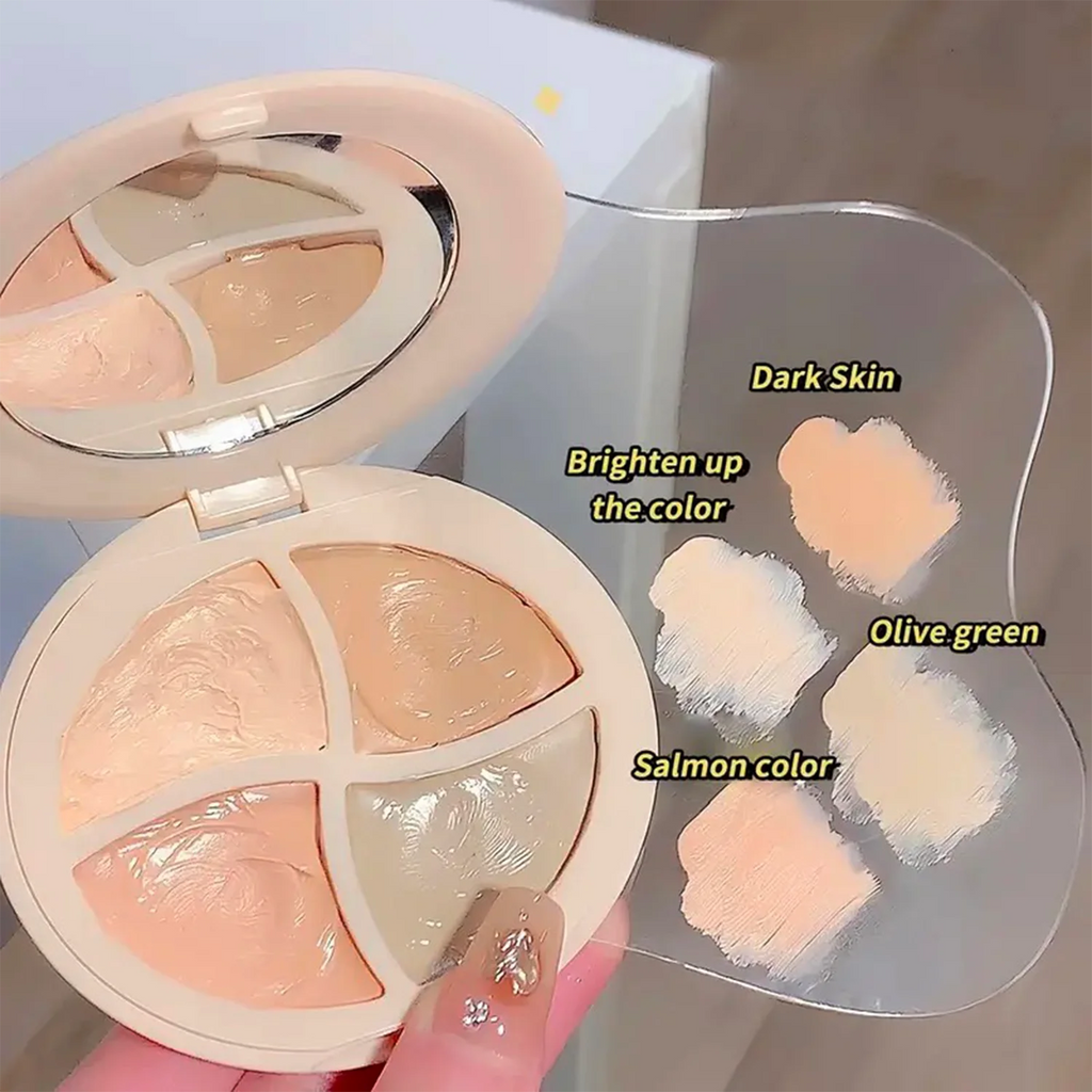 HISYI 4-Color Concealer Cream | Contour, Brighten & Cover Concealer Cream Palette QXL