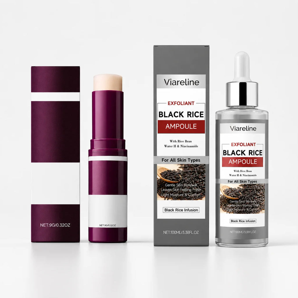 Moisturizing Balm Stick & Black Rice Essence Set | Dry Skin Moisturizing Skincare Set QXL 2pcs