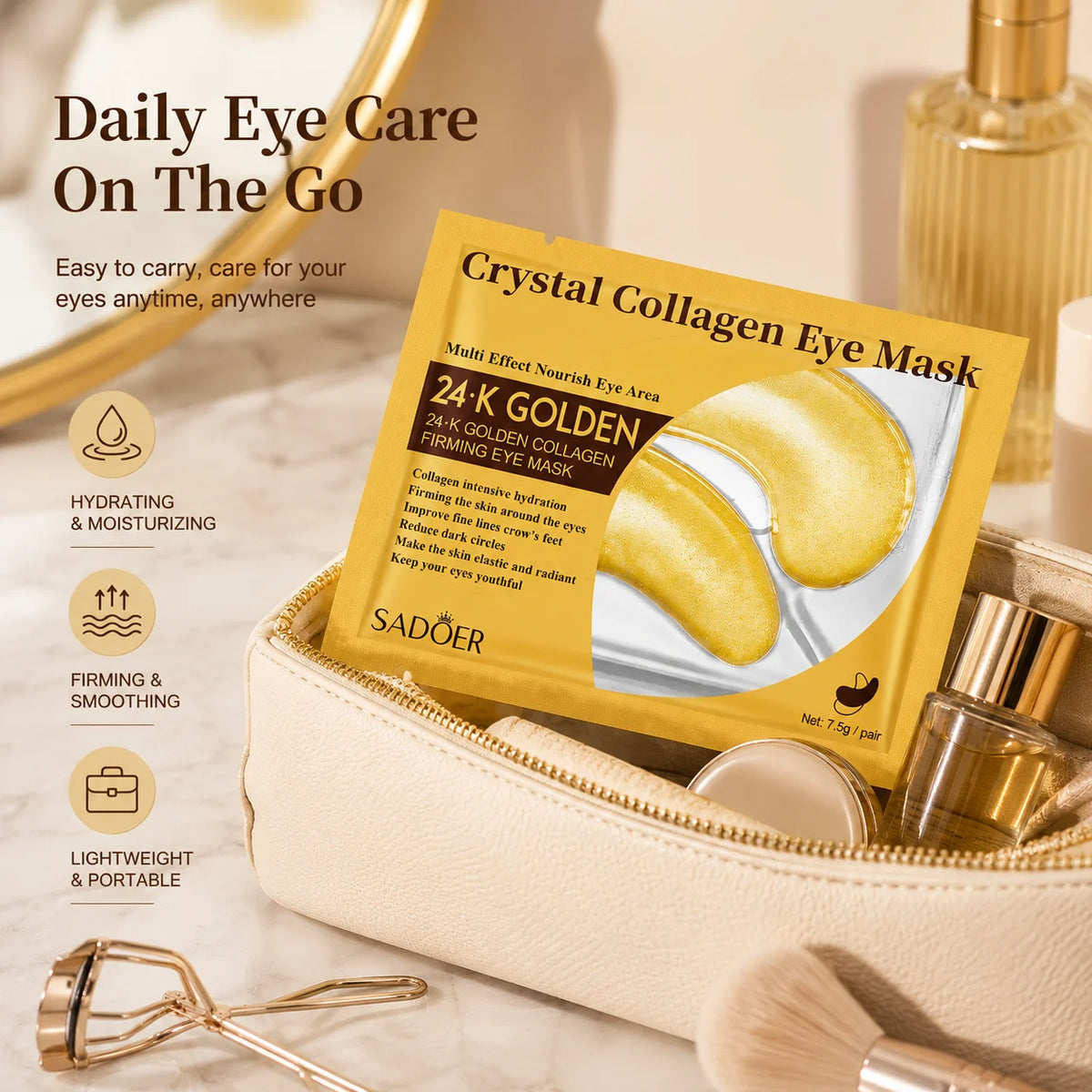 10-Pack Gold Collagen Under Eye Patches | Hydrating Gel Masks Under Eye Patches QXL