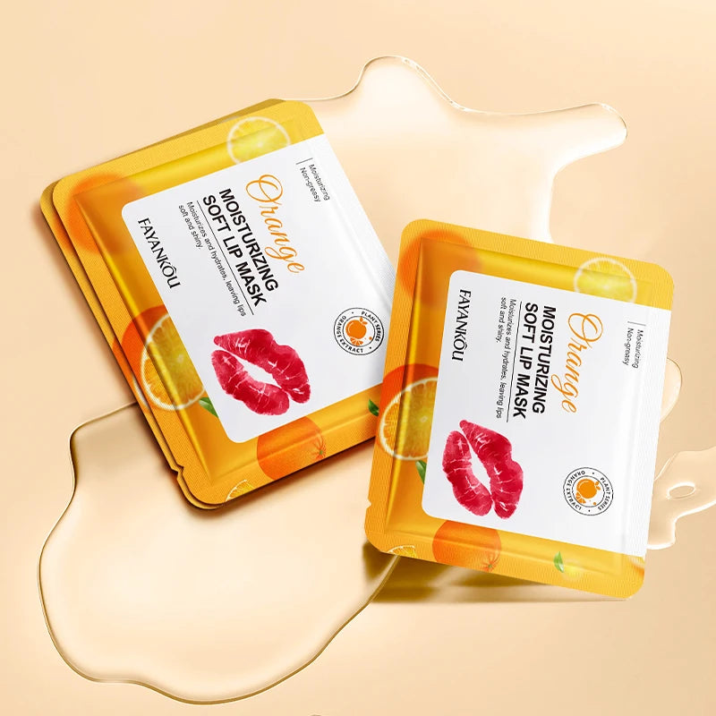 10-Pack Orange Lip Mask Sheets | Moisturizing Velvet Lip Patch Lip Mask Sheets QXL