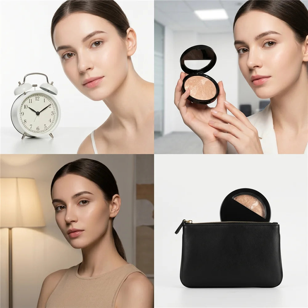 Peach Glow Pressed Powder & Color Correcting Concealer Set Makeup Set QXL