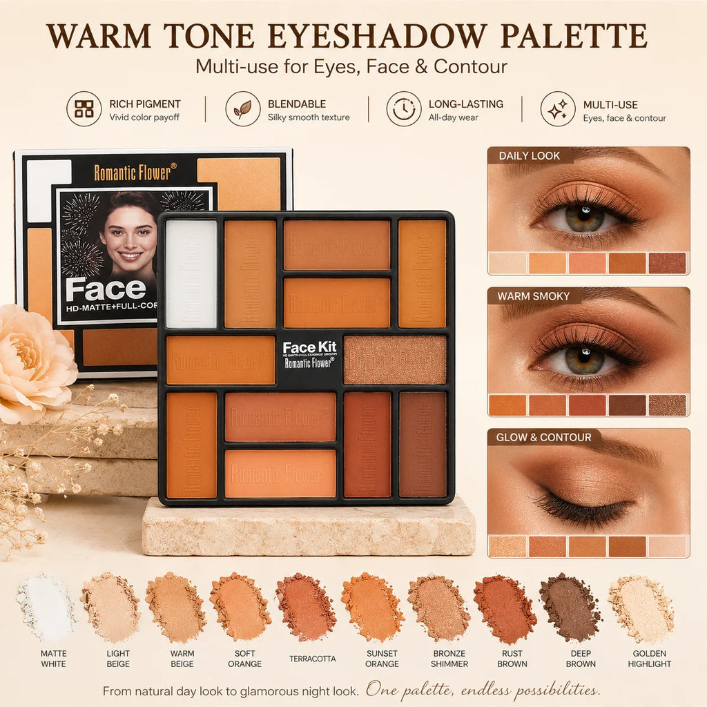 Color-Adapting Foundation Stick & Warm Eyeshadow Makeup Set Makeup Gift Set QXL