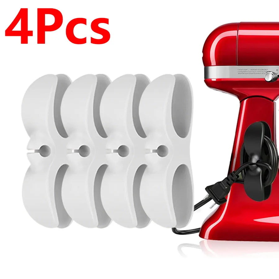 Self-Adhesive Appliance Cord Winder & Cable Organizer 1/4/8Pc Cord Cable Organizer QXL 4pcs-White