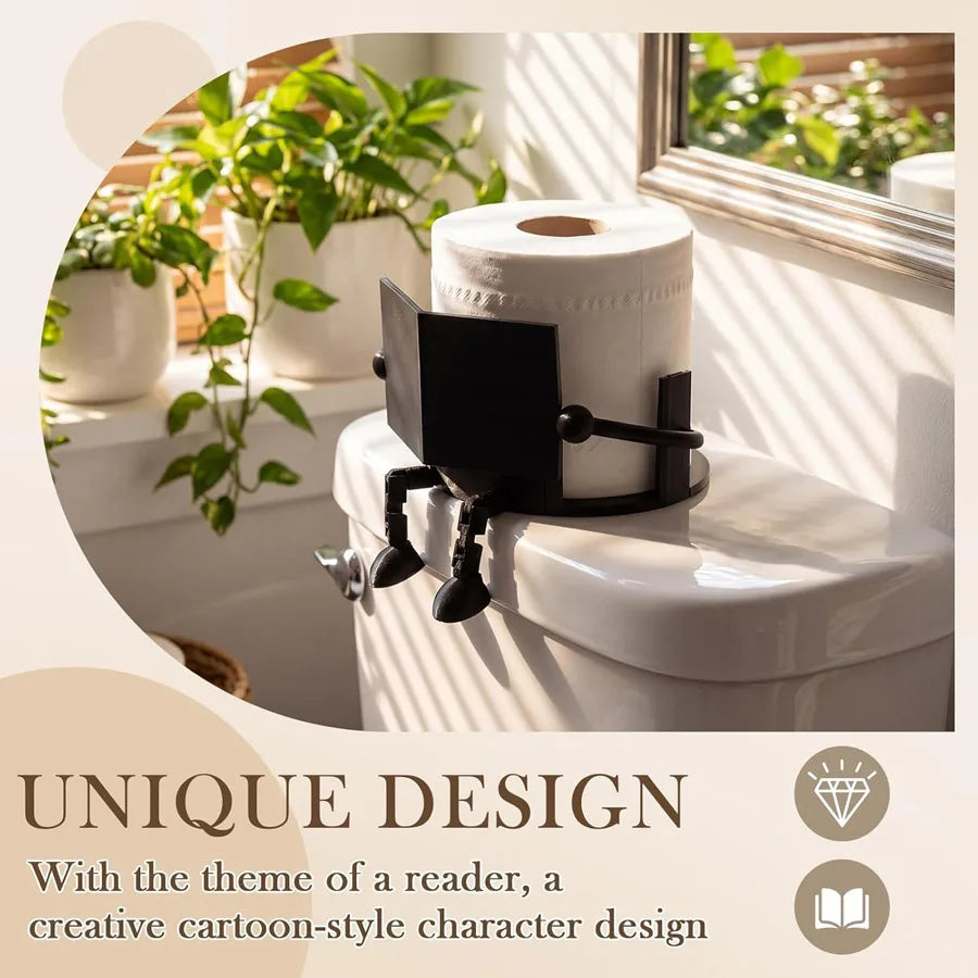 Novelty Reading Figure Toilet Paper Holder | Funny Bathroom Decor Novelty Toilet Paper Holder QXL