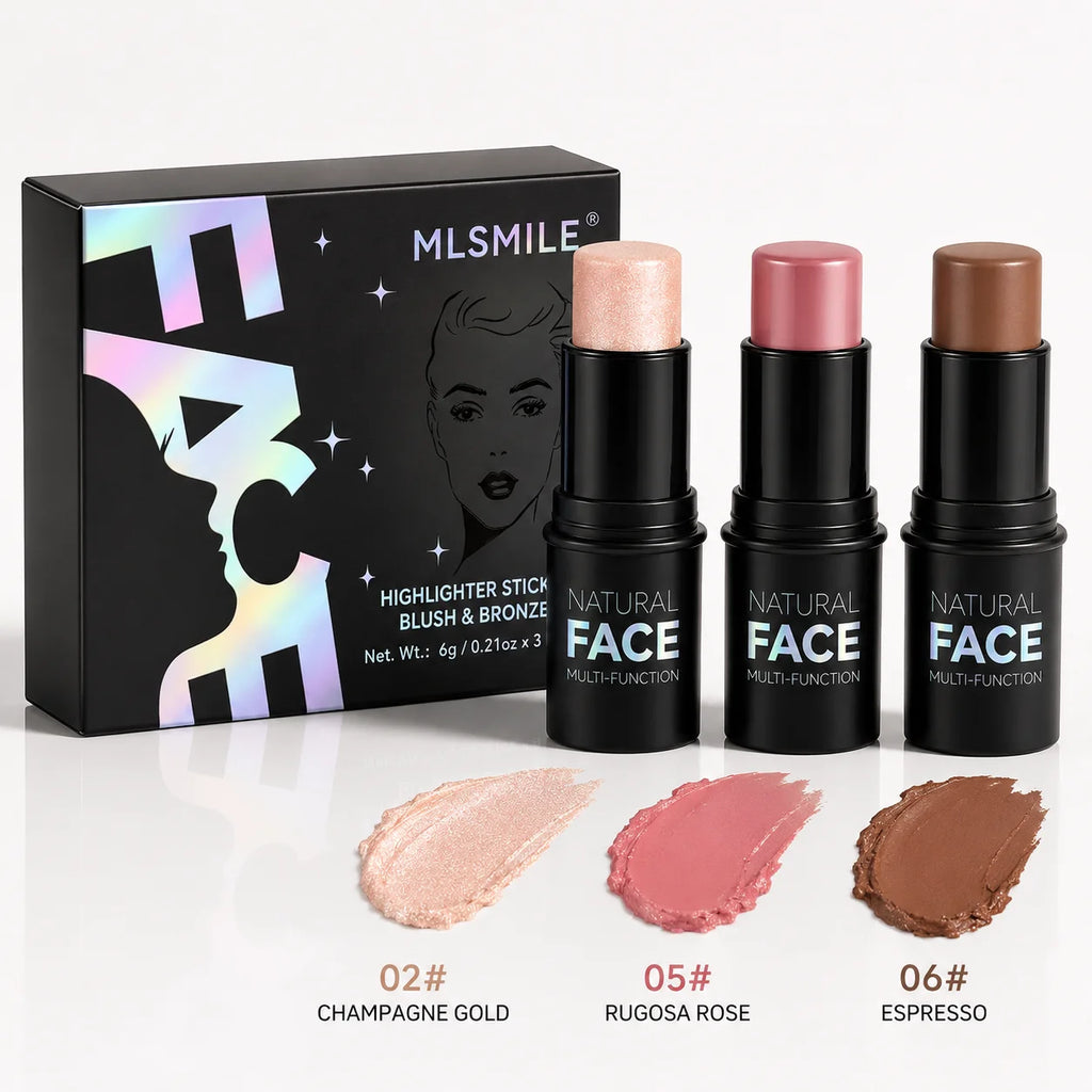 3-Pack Velvet Contour Stick Bundle | Bronzer & Highlighter Contour Stick Set QXL
