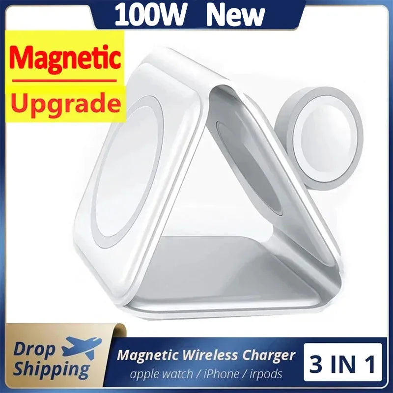 3-in-1 Foldable Magnetic Wireless Charger for iPhone & Apple Wireless Charging Station QXL