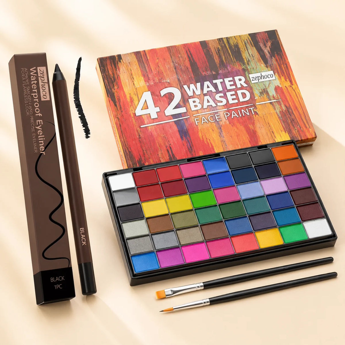 42-Color Face & Body Paint Palette Set with Brushes Face & Body Paint Set QXL