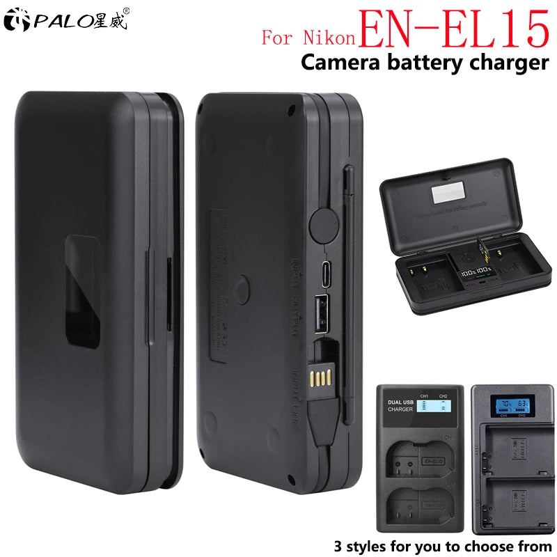 PALO EN-EL15C LCD Charger for Nikon Z5 Z6 Z7 D850 D780 D7500 Camera Battery Charger QXL