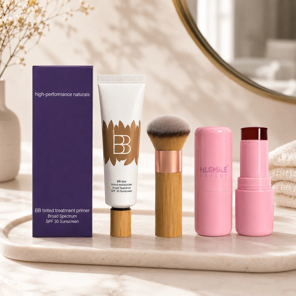 3-Piece Makeup Set: BB Cream, Face Primer & Matte Blush Stick Base Makeup Set QXL 3pcs