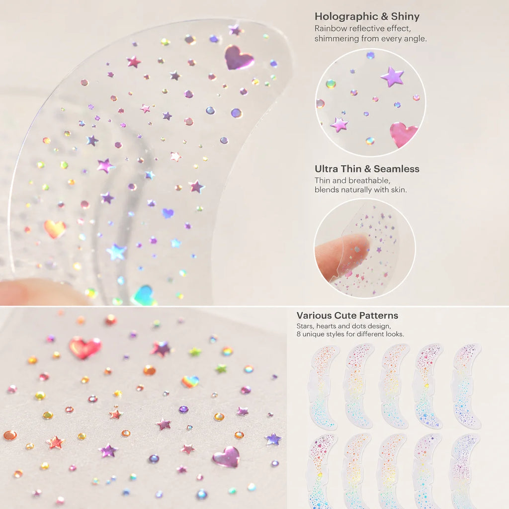 8-Pack Gold Holographic Freckle Temporary Tattoo Face Stickers Temporary Face Tattoos QXL