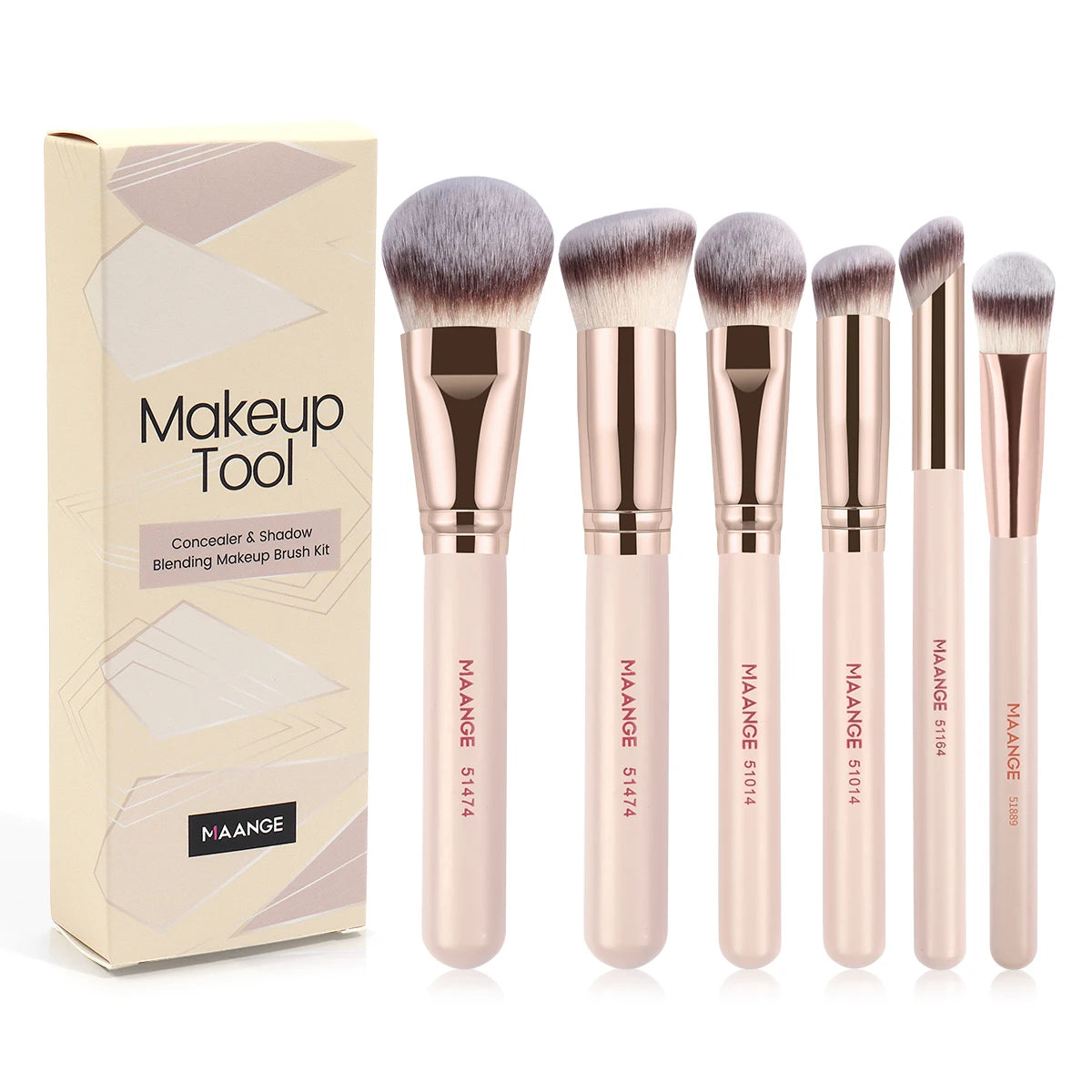 MAANGE 6-Pc Synthetic Makeup Brush Set | Foundation & Blending Makeup Brush Set QXL Apricot