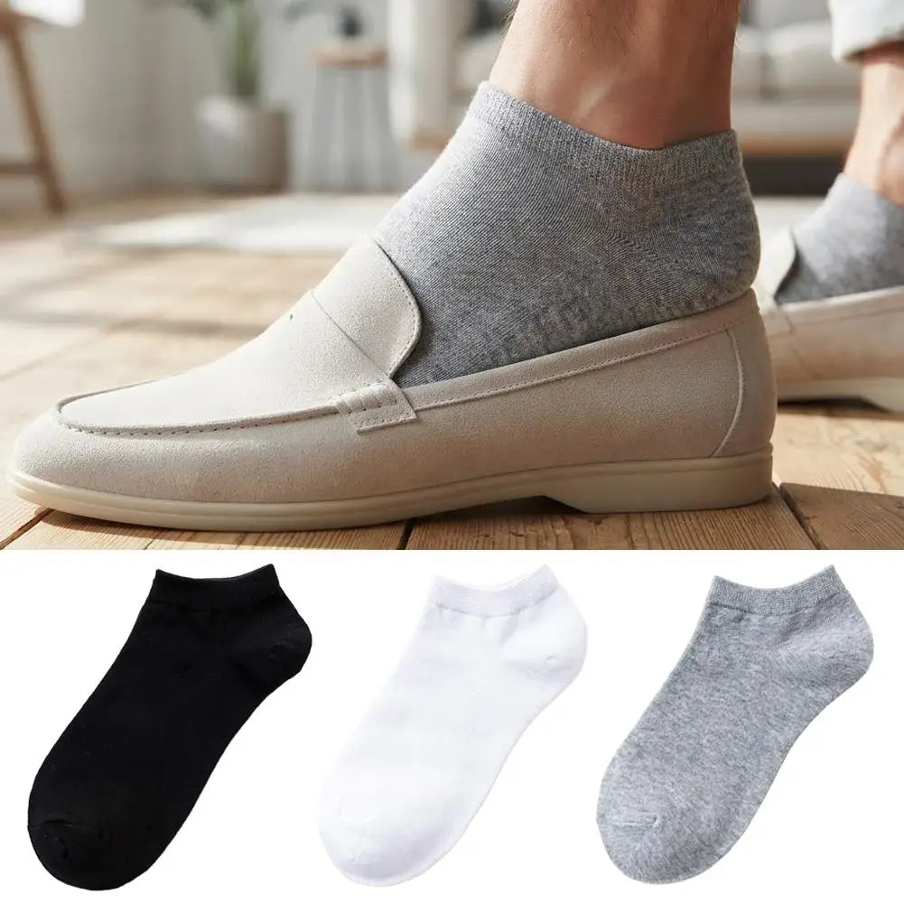 5-Pack Men's Low Cut Ankle Socks | Breathable Cotton Blend Ankle Socks QXL