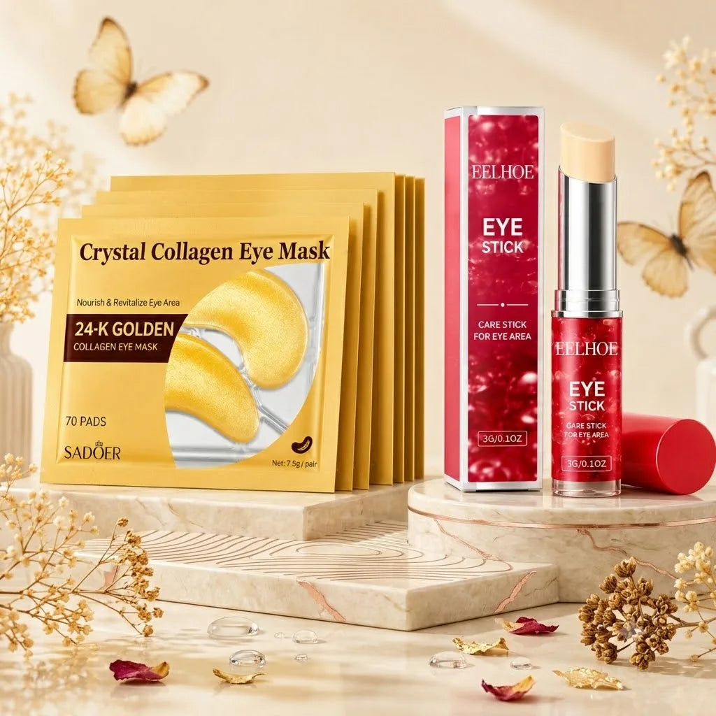 Collagen Eye Mask & Retinol Eye Stick Set | Moisturizing Eye Care Eye Care Set QXL