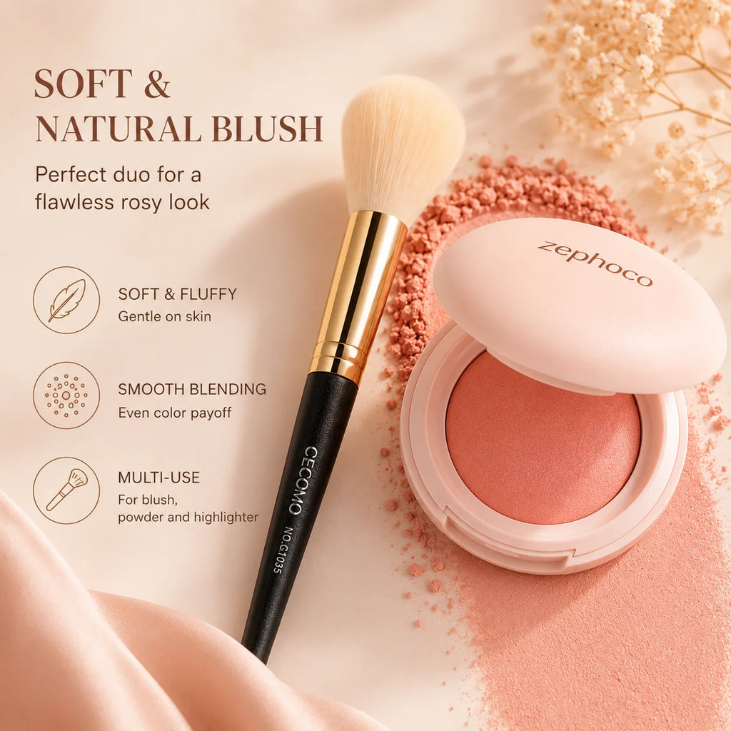 Pro Velvet Blush Compact & Brush | Intense Pigment Blush Blush Compact QXL