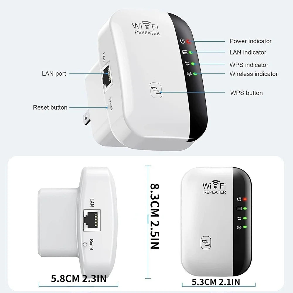Compact WiFi Extender 300Mbps | AP & Repeater Mode Booster WiFi Range Extender QXL