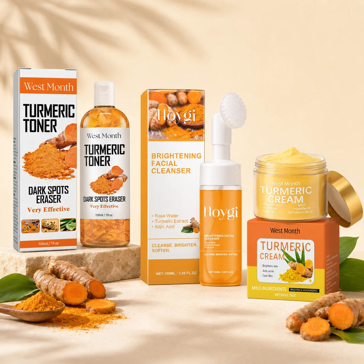 3-Piece Turmeric Skin Care Set | Toner, Cleanser & Cream Skin Care Set QXL Default Title