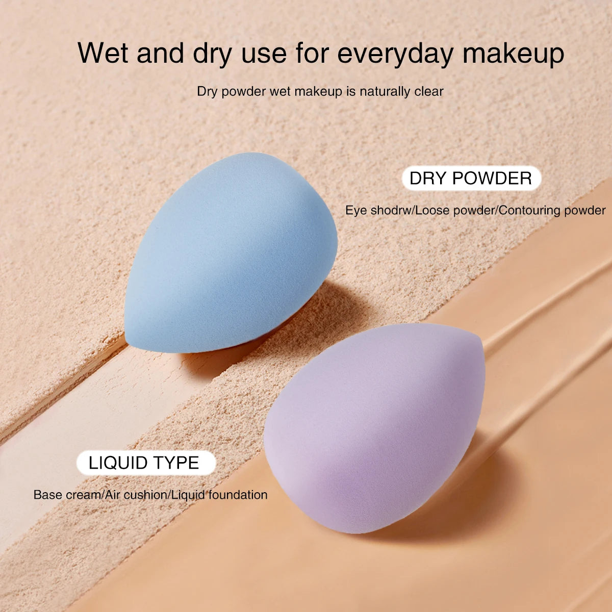 4-Pack Makeup Sponge Powder Puffs | Dry & Wet Foundation Blender Makeup Sponge Puff QXL