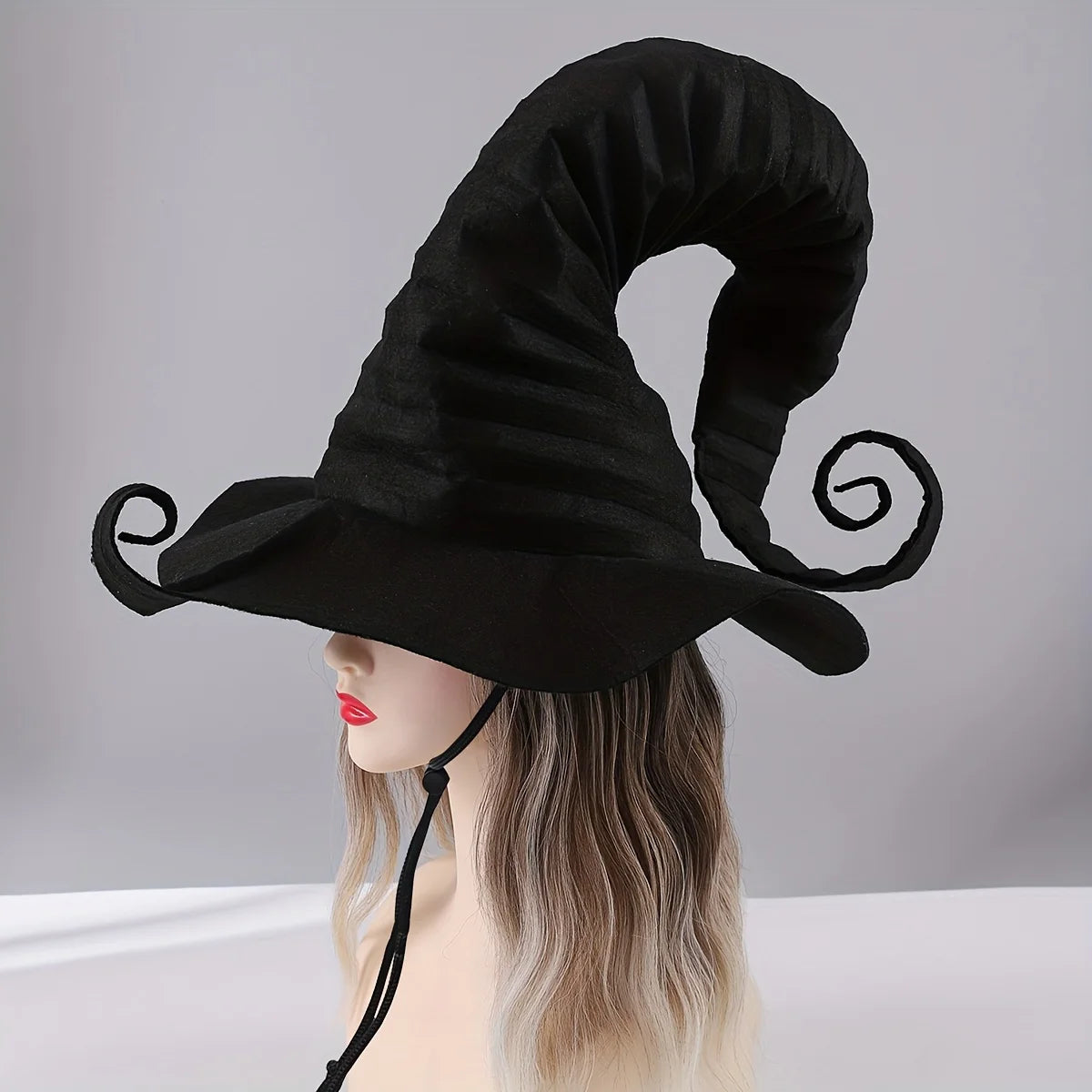 Black Crimson Witch Hat with Adjustable Rope | Halloween Costume Hat QXL black